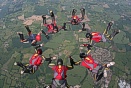 The Fire Brigade team, "Fire Exit" making the perfect speed 7 star formation over Headcorn