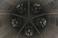 Looking straight up, inside the Perris wind tunnel