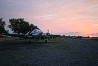 Sunset at Nouvel Air with the Beech 18 in the foreground
