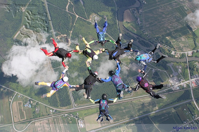 10 way all gay fs dive - this is the first point of the record breaking skydive