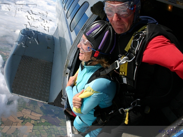 Head Up before you go, just about to leave the plane, the camera flyer hangs onto the outside of the plane.