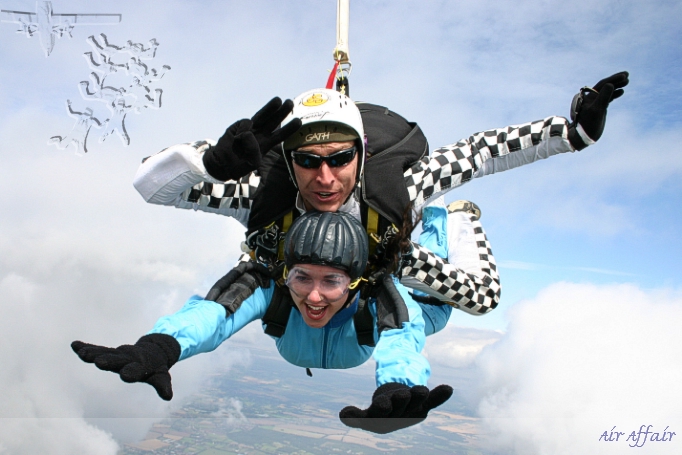 Instructor Mike Milton, (Skippy) with passenger Debbie Hole.  I wonder what he said to her.