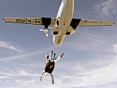 Skippy jumps from the Turbolet aircraft.  You can tell from the stripes the parachute they're wearing is a French Atom.